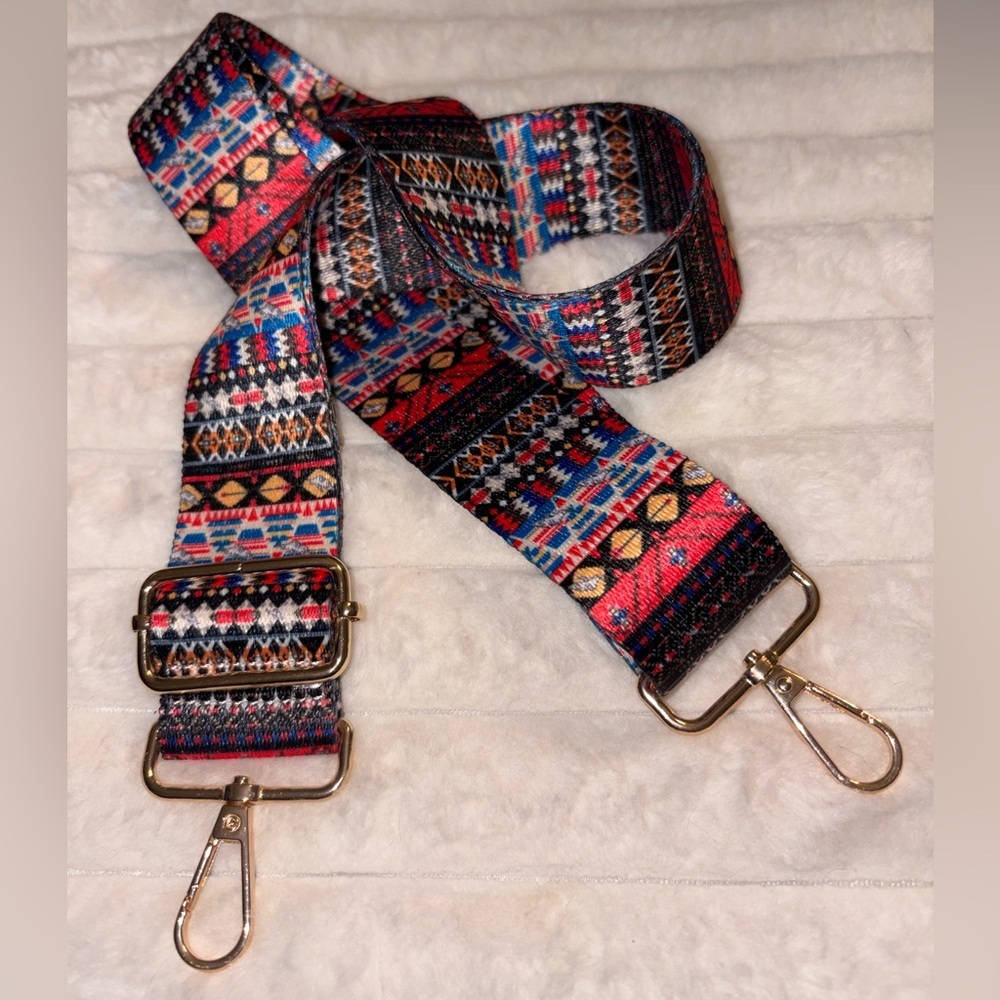 Guitar Handbag Colorful Geometric Patterned Strap